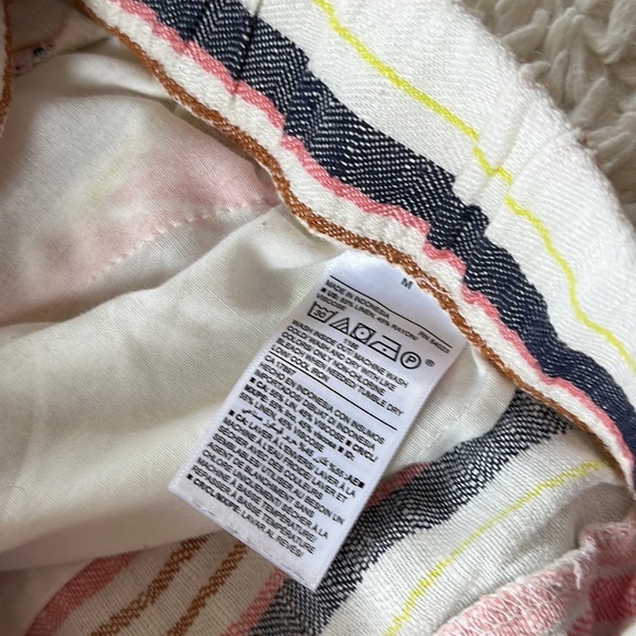 OLD NAVY Pink/White/Navy Blue Striped Linen Drawstring Wide Leg Pants Size M - Picture 11 of 11